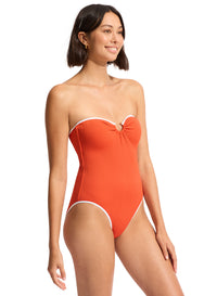 SEAFOLLY RING FRONT BANDEAU ONE PIECE - TAMARILLO - ESCAPE CLOTHING