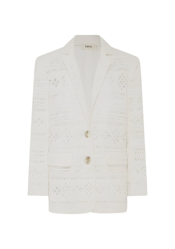 Mos The Label Daniela Textured Blazer – Bright White