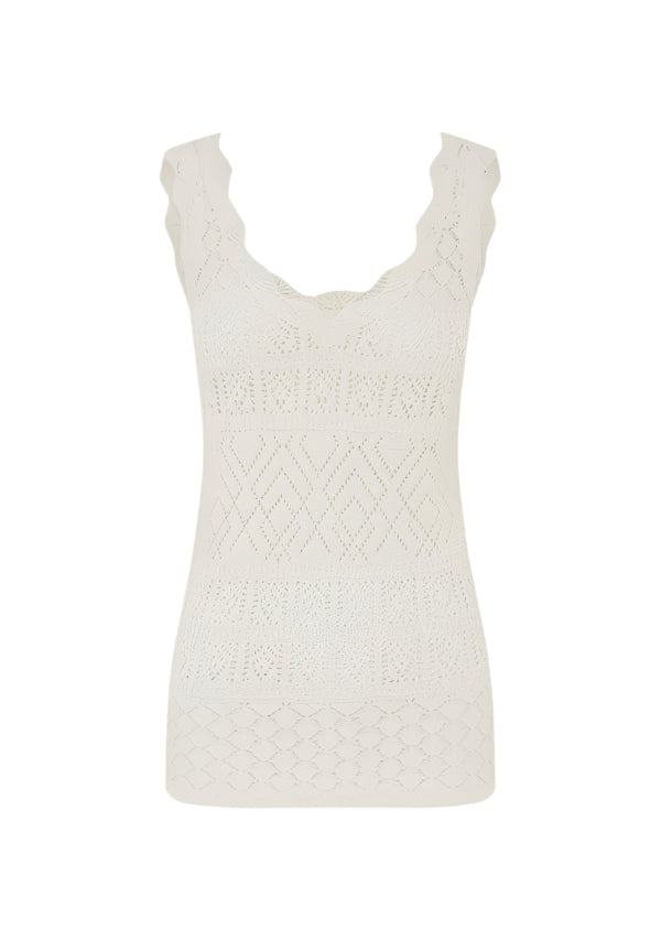Mos The Label Bruna Pointelle Top – White Splash
