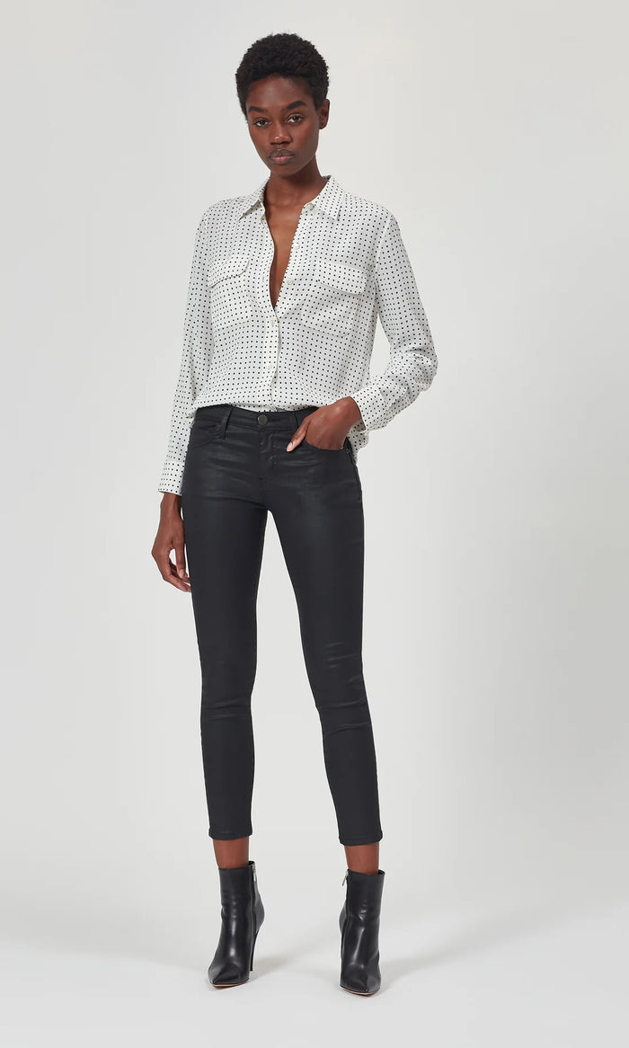 EQUIPMENT ESSENTIAL SLIM SIGNATURE SHIRT - WHITE/BLACK SPOT - ESCAPE CLOTHING