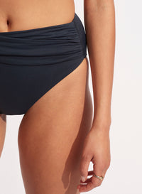 SEAFOLLY HIGH WAIST WRAP FRONT PANT - BLACK - ESCAPE CLOTHING