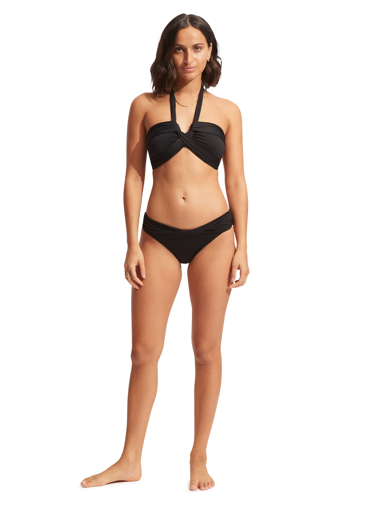 Seafolly Essential Halter Bandeau Top - Black