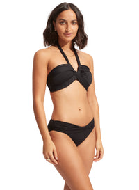 SEAFOLLY ESSENTIALS TWIST BAND HIPSTER PANT -  BLACK - ESCAPE CLOTHING