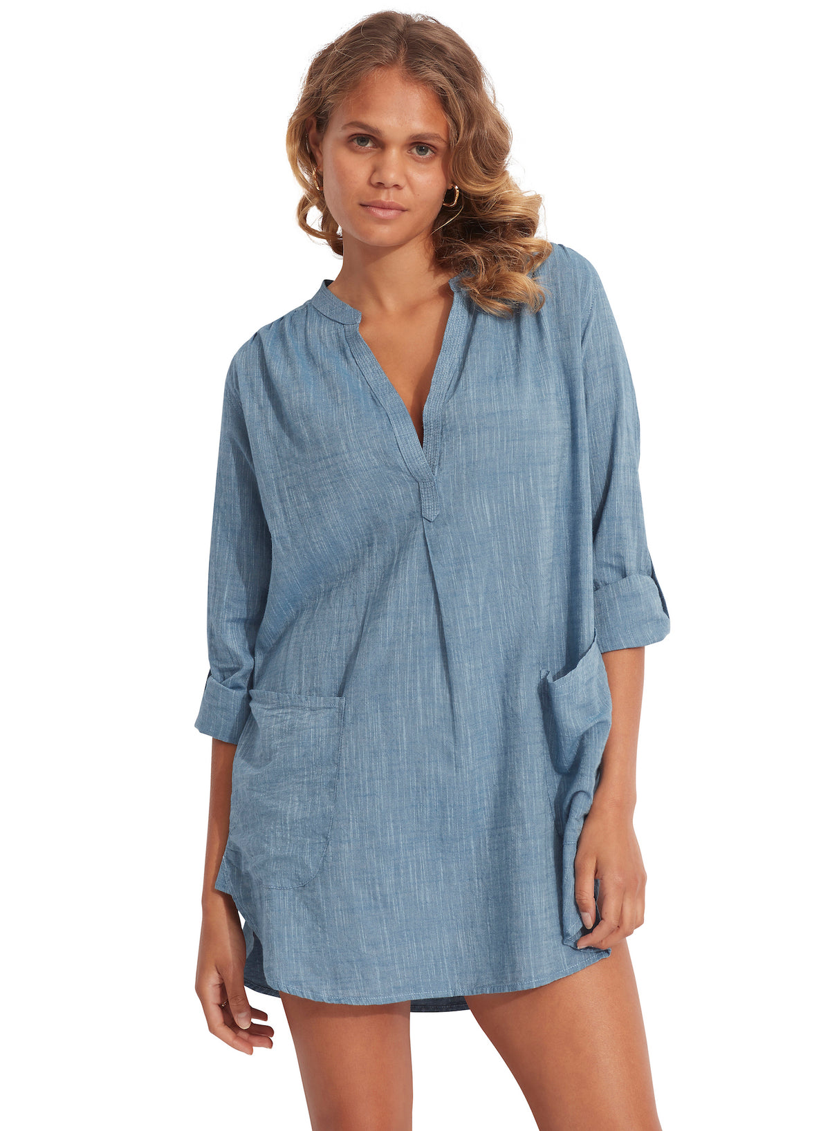 SEAFOLLY BOYFRIEND BEACH SHIRT - CHAMBRAY - ESCAPE CLOTHING