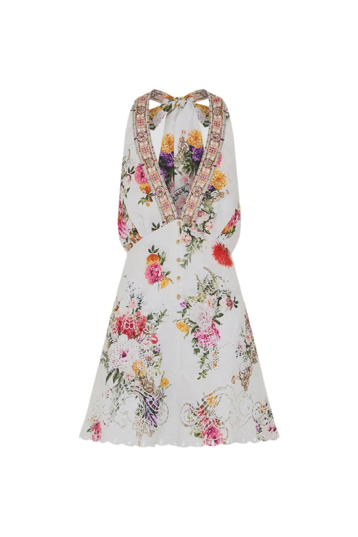 Camilla Button Front Halter Playsuit - Egyptian Rose