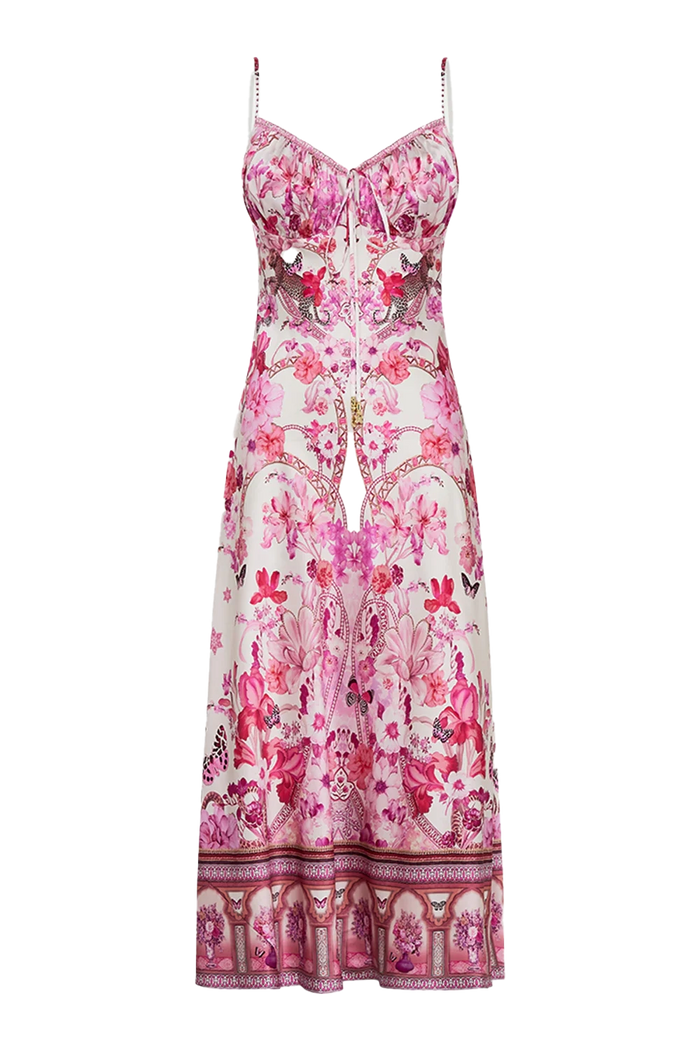 Camilla Gathered Bodice Bias Dress - Botanical Novella