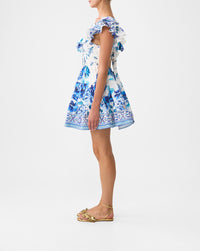 Camilla Tiered Short Dress With Neck Frill - A Ceramic Garden