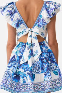 Camilla Tiered Short Dress With Neck Frill - A Ceramic Garden