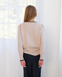 Arlington Milne Cashmere Cath Knit With Contrast - Blush/Navy
