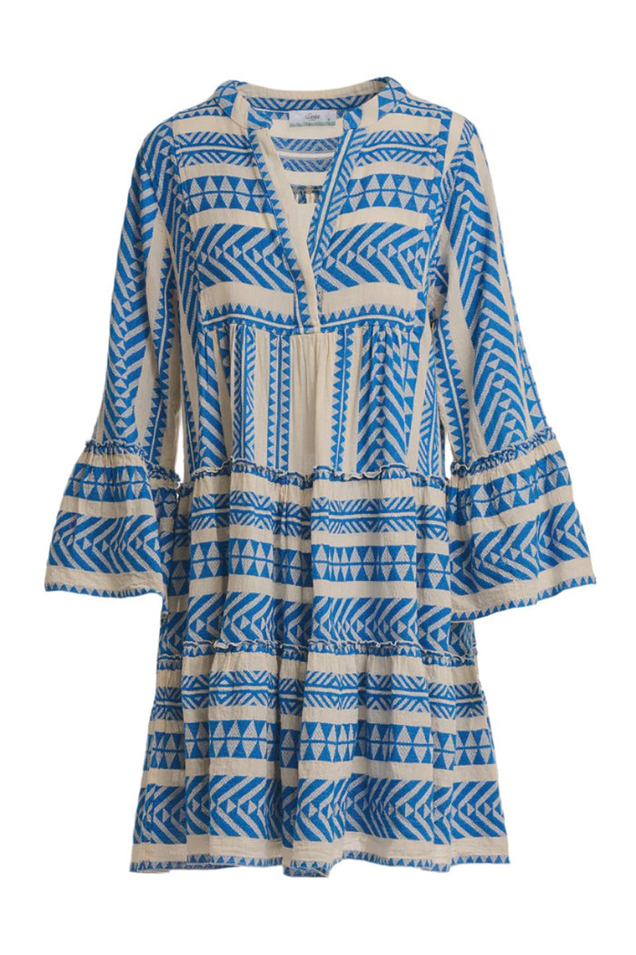 Devotion Twins Ella Short Dress - Blue/Off White