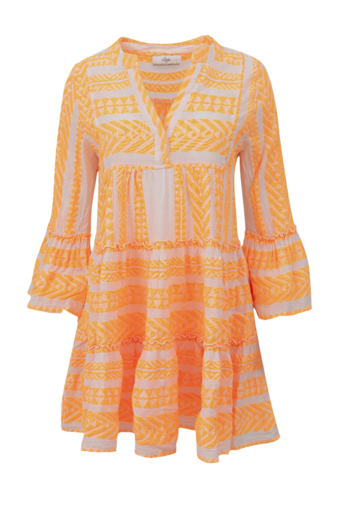 Devotion Twins Ella Short Dress - Orange/Off White