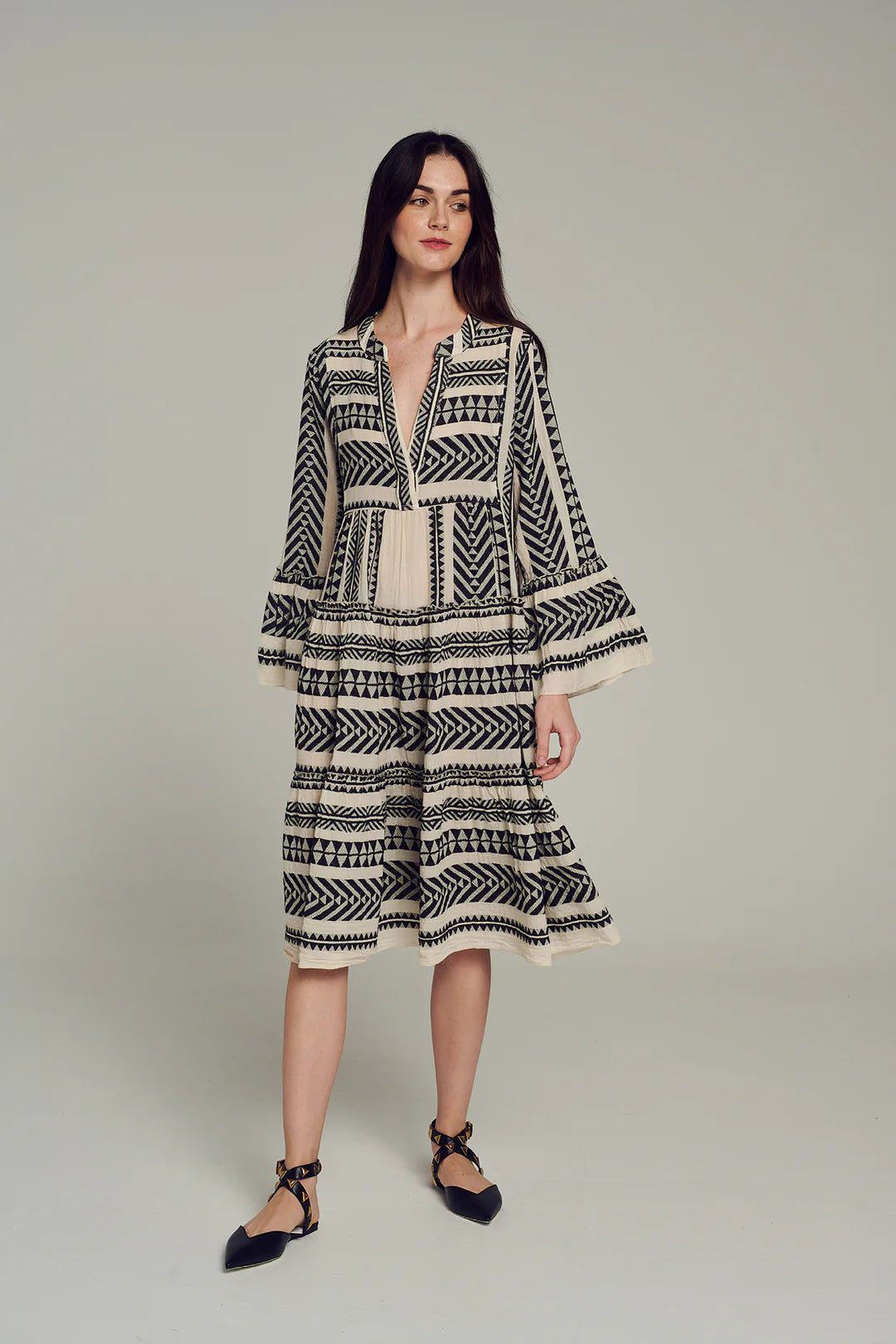 Devotion Twins Ella Midi Dress - Black/Off White