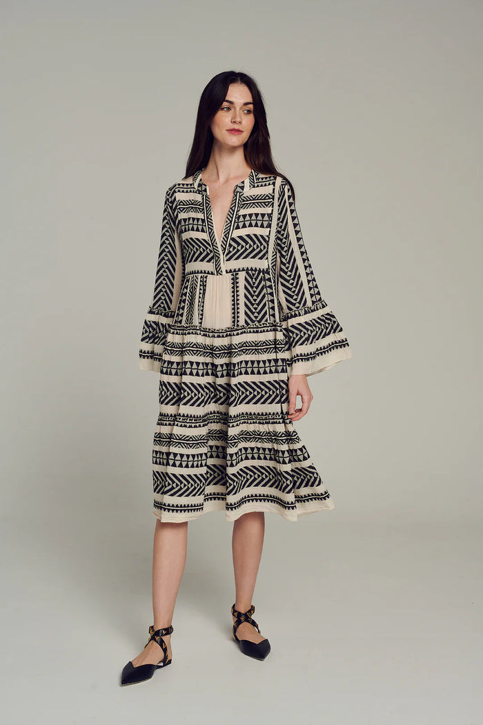 Devotion Twins Ella Midi Dress - Black/Off White