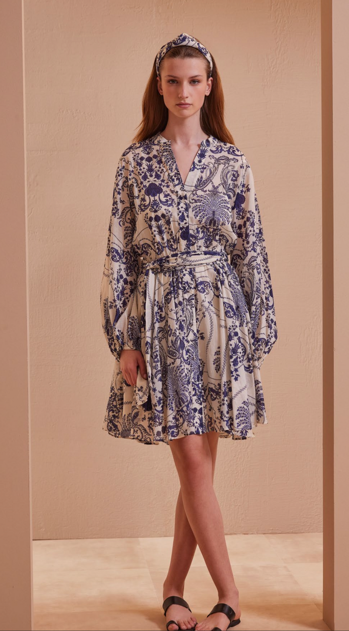 Devotion Twins Megan Short Dress With Belt  - Blue