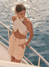 Esmaee Cruising Denim Skirt - Soft Coral