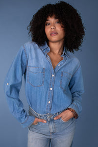 Hut Denim Boyfriend Shirt - Denim Wash