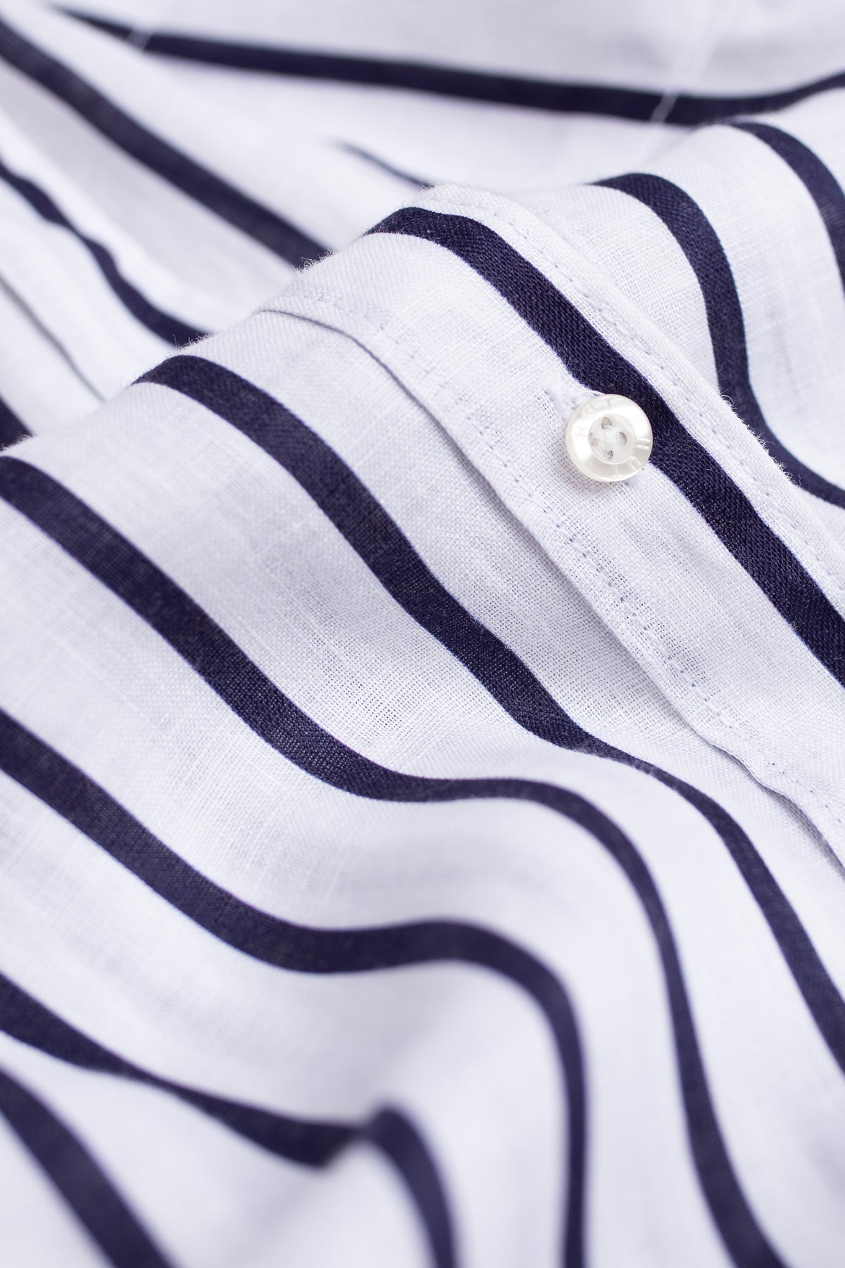Hut The Boyfriend Linen Shirt - NavyWhite Stripe