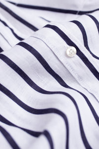 Hut The Boyfriend Linen Shirt - NavyWhite Stripe