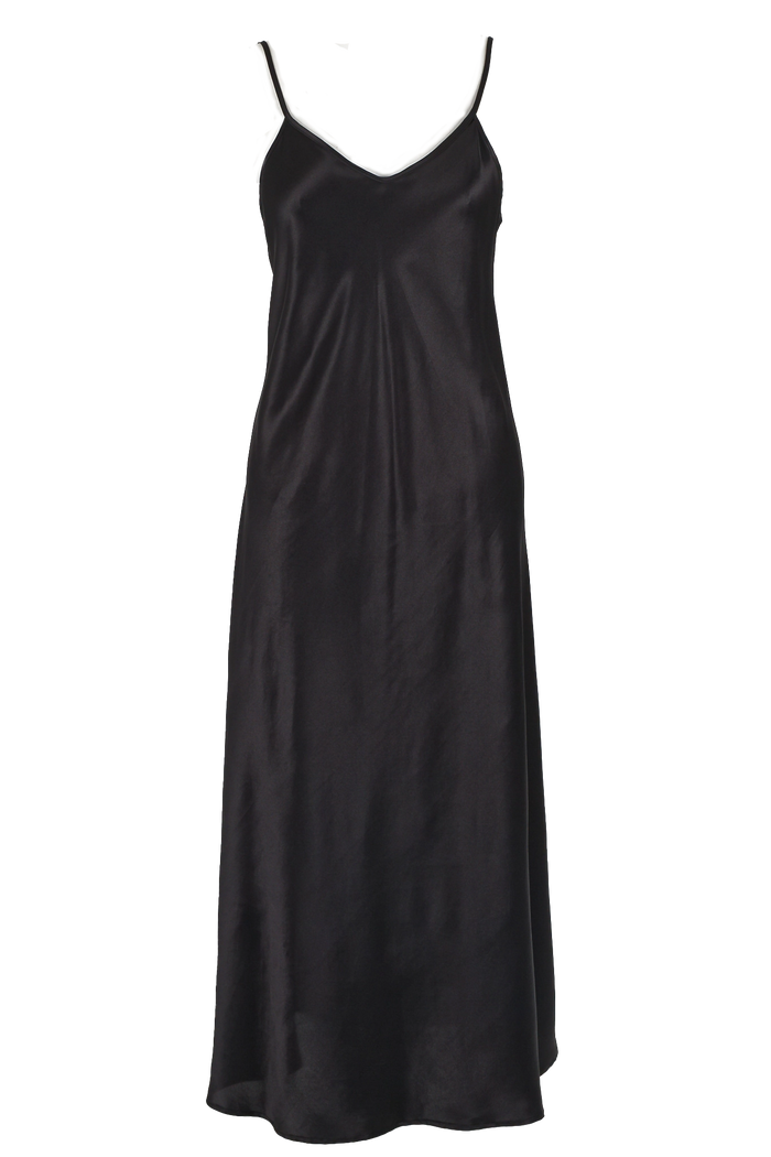 CARMEN KIRSTEIN SILK LONG CHEMISE - BLACK - ESCAPE CLOTHING
