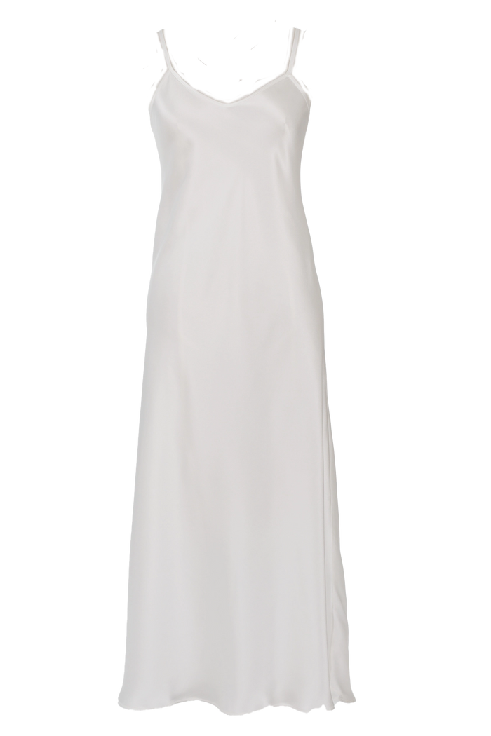 CARMEN KIRSTEIN SILK LONG CHEMISE - Pearl - ESCAPE CLOTHING