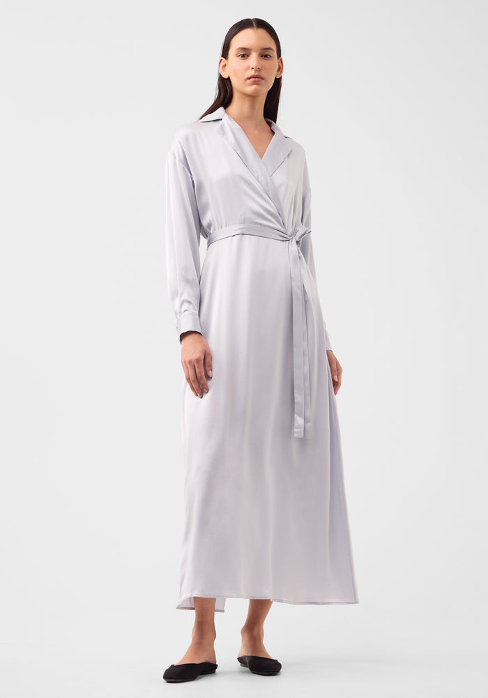 Morrison Anais Silk Long Sleeve Dress - Ice