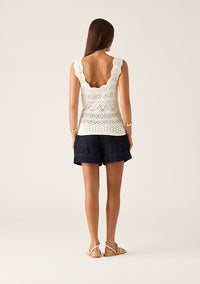 Mos The Label Bruna Pointelle Top – White Splash