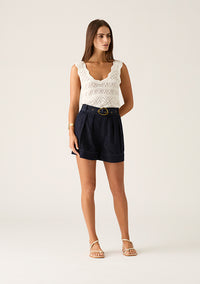 Mos The Label Bruna Pointelle Top – White Splash