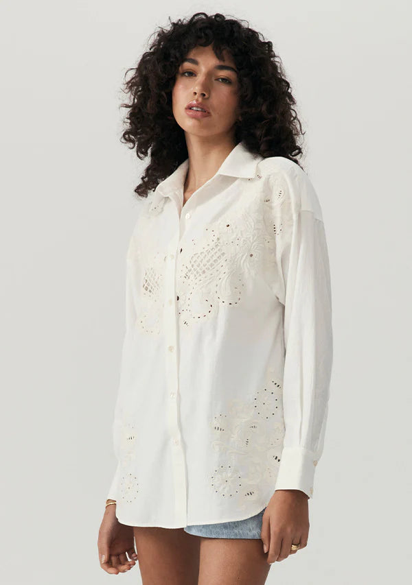 Mos The Label Sara Lace Nora Shirt - Ivory