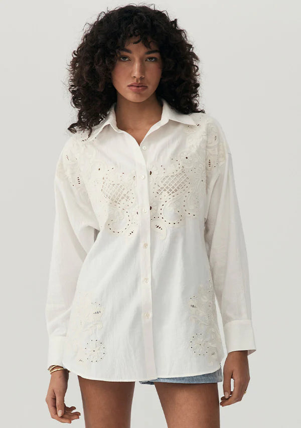 Mos The Label Sara Lace Nora Shirt - Ivory