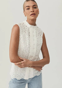 Mos The Label Sara Lace Sleeveless Blouse - Ivory