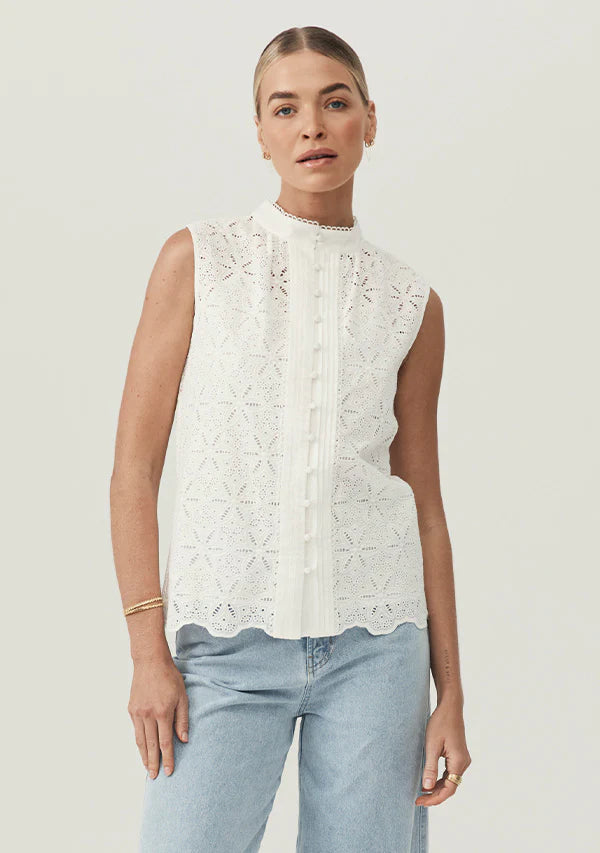 Mos The Label Sara Lace Sleeveless Blouse - Ivory