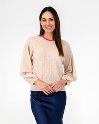 Arlington Milne Marcella Sweater With Contrast - Blush/Dayglo