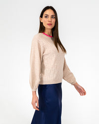 Arlington Milne Marcella Sweater With Contrast - Blush/Dayglo