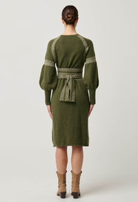 Once Was Sierra Merino Wool Knit Midi Dress - Moss