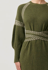 Once Was Sierra Merino Wool Knit Midi Dress - Moss