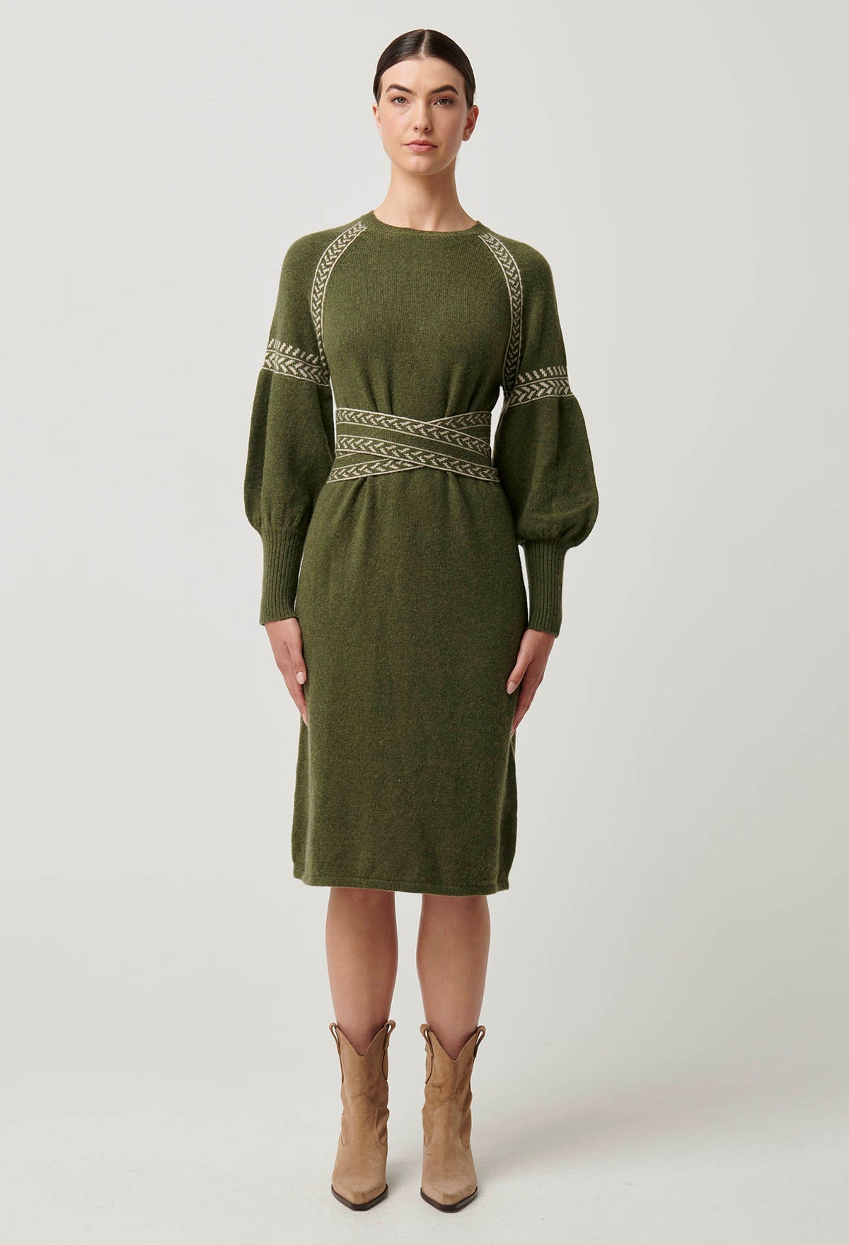 Once Was Sierra Merino Wool Knit Midi Dress - Moss