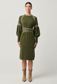 Once Was Sierra Merino Wool Knit Midi Dress - Moss