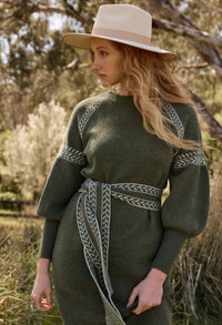 Once Was Sierra Merino Wool Knit Midi Dress - Moss
