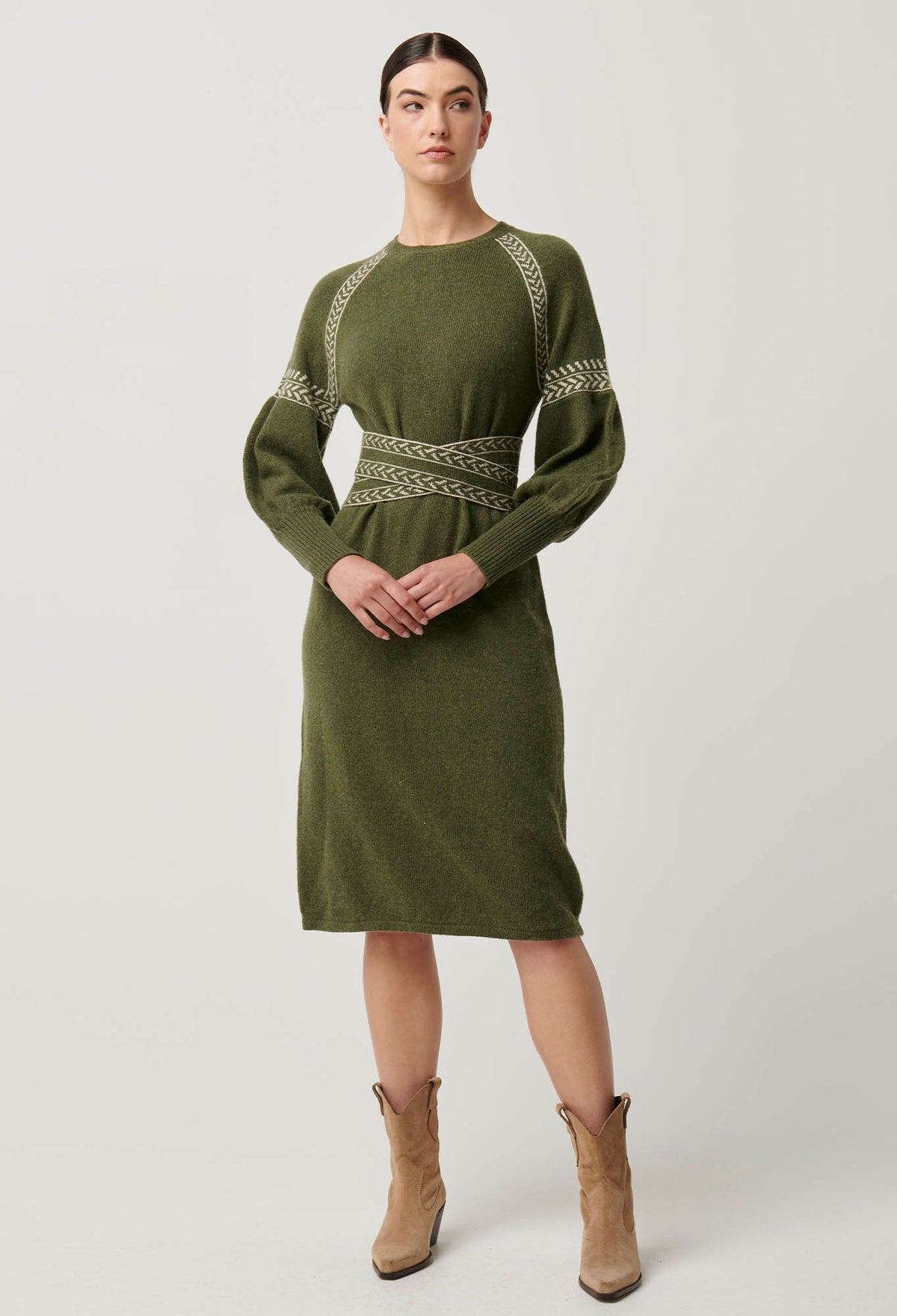 Once Was Sierra Merino Wool Knit Midi Dress - Moss
