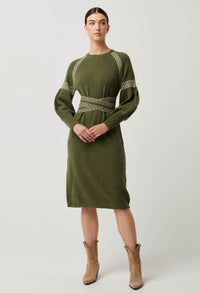 Once Was Sierra Merino Wool Knit Midi Dress - Moss