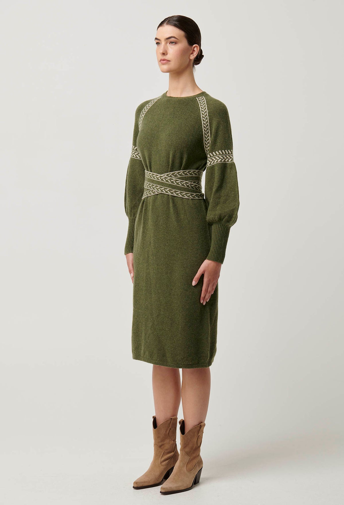 Once Was Sierra Merino Wool Knit Midi Dress - Moss