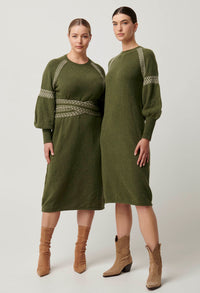 Once Was Sierra Merino Wool Knit Midi Dress - Moss