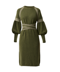Once Was Sierra Merino Wool Knit Midi Dress - Moss