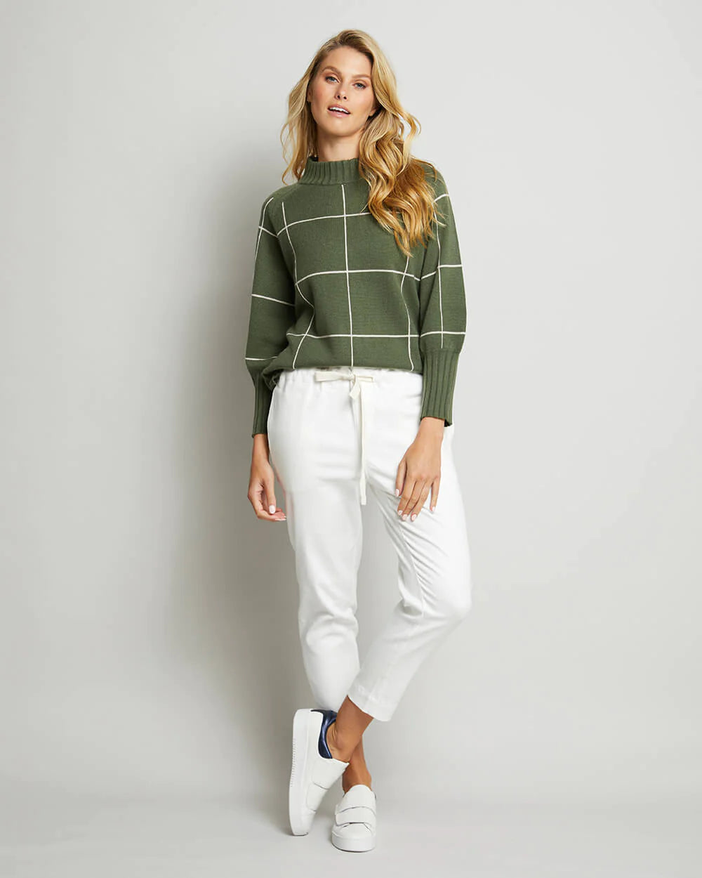 Elms + King St Kilda Knitwear - Khaki Grid