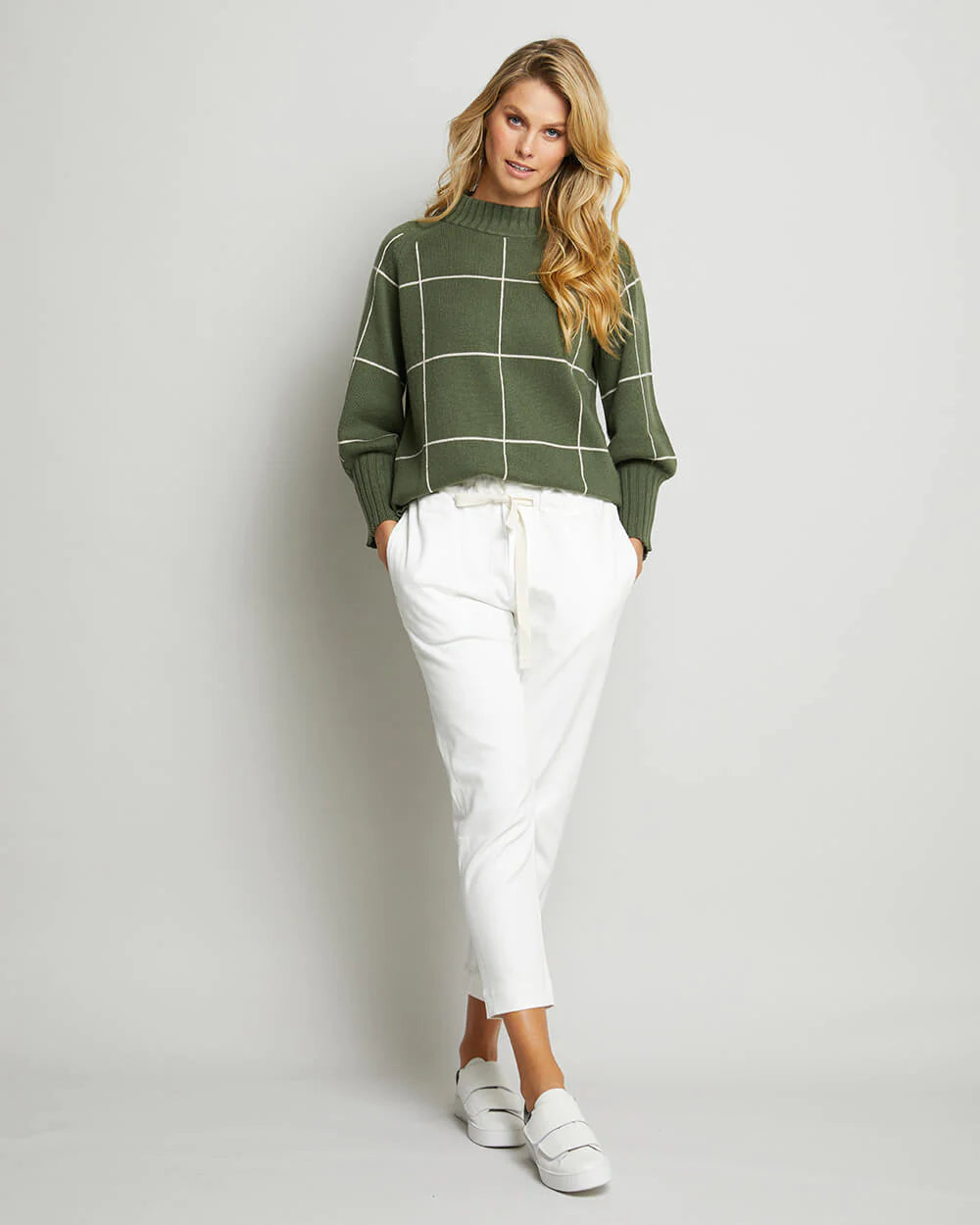 Elms + King St Kilda Knitwear - Khaki Grid