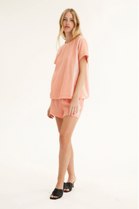 Summery Copenhagen Shirt O Neck Short Sleeve - Pink Dogwood & Lantana