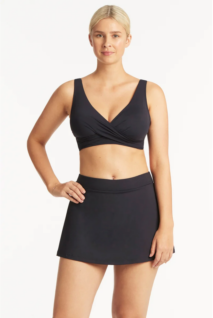 Sea Level Essentials Cross Front Multifit Bra Top – Night Sky
