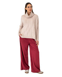 Arlington Milne Cashmere Sinead Cable Knit Roll Neck - Blush