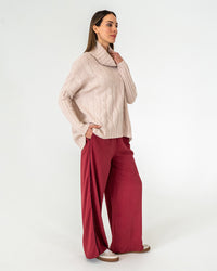 Arlington Milne Cashmere Sinead Cable Knit Roll Neck - Blush