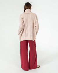 Arlington Milne Cashmere Sinead Cable Knit Roll Neck - Blush